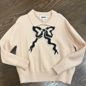 Molo girls pink Sweater with Bow Design